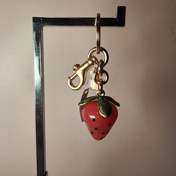 NWT COACH X OBSERVED BY US CU308 RESIN STRAWBERRY KEY RING BAG CHARM - Picture 1 of 2